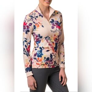 Kastel Denmark Watercolor Floral Long Sleeve 1/4 Zip Sun Shirt Equestrian